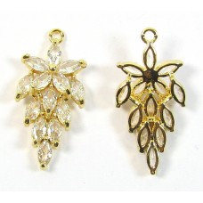 1 Pave Set Cubic Zirconia CZ Gold Plated Leaf Charm Pendant