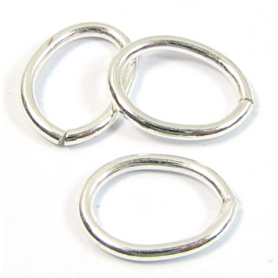 10 Shiny Plated Silver Oval Links