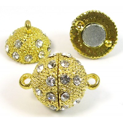 1 Swarovski Crystal and Gold Plated Round Magnetic 16mm Clasp