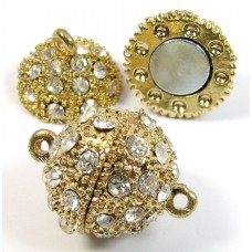 1 Swarovski Crystal and Gold Plated Round Magnetic 14mm Clasp