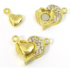 1 Swarovski Crystal and Gold Plated Magnetic Heart Clasp