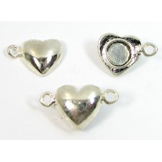 1 Silver Plated Magnetic Heart Clasp