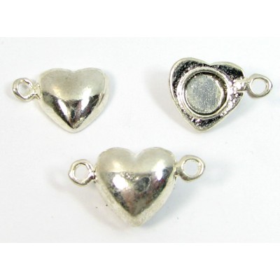 1 Silver Plated Magnetic Heart Clasp