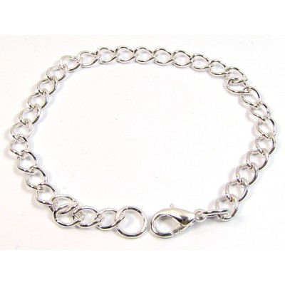 1 Silver Plated 20cm Finished Bracelet Chain with Clasp