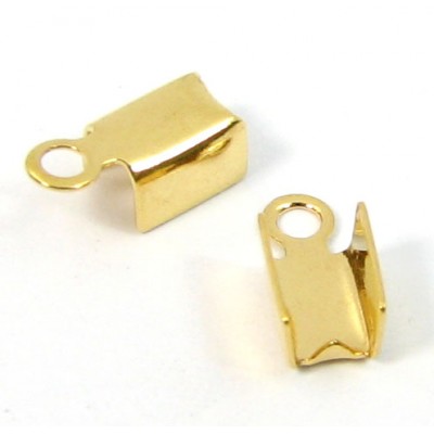 10 Gold Plated Fold Over Crimp Cord Ends