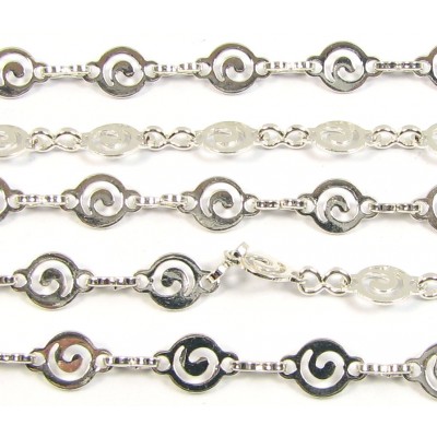 1cm Silver Plated Fancy Curl Detail Chain 