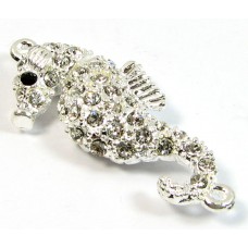 1 Silver Plated Crystal Set Magnetic Seahorse Clasp 