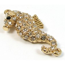 1 Gold Plated Crystal Set Magnetic Seahorse Clasp 