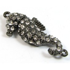 1 Black Plated Crystal Set Magnetic Seahorse Clasp 