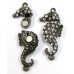 1 Black Plated Crystal Set Magnetic Seahorse Clasp 