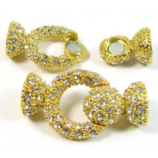 1 Large Gold Plated Crystal Set Magnetic Clasp 