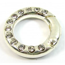 1 Silver Plated Crystal Set Ring Clasp