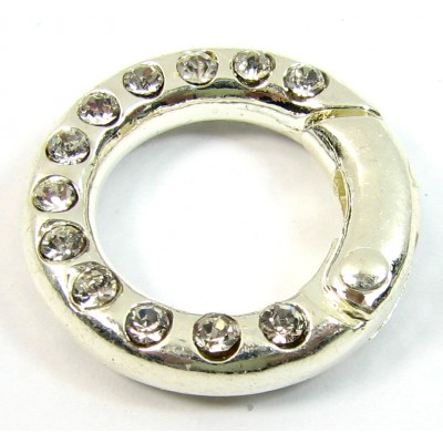 1 Silver Plated Crystal Set Ring Clasp