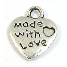 1 Silver Plated Made with Love (Heart) Charm