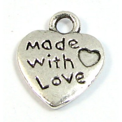 1 Silver Plated Made with Love (Heart) Charm