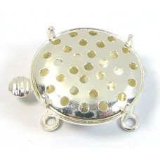 1 Silver Plated 2-Part Sieve 2-Strand Box Clasp for Beading