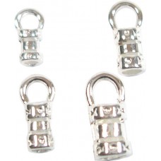 10 Medium Silver Plated Crimp End Caps with Ring 2.5mm