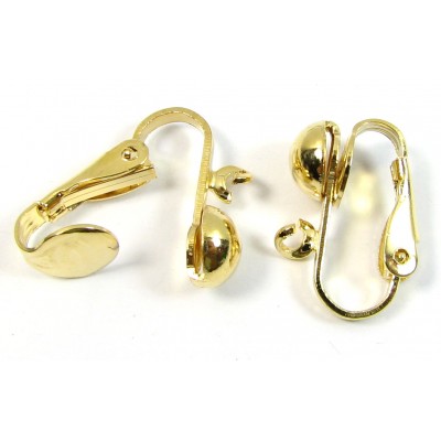1 Pair Gold Plated Clip On Non Pierced Earring Fittings