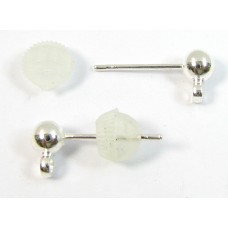 1 Pair Silver Plated Ball Stud Earring with Loop