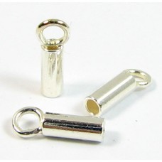 10 Silver Plated Looped Crimp End Caps