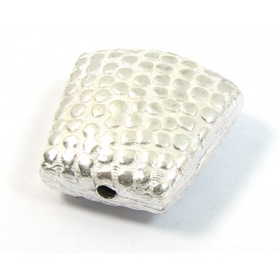 1 Silver Plated Wedge Shape Embossed Bead