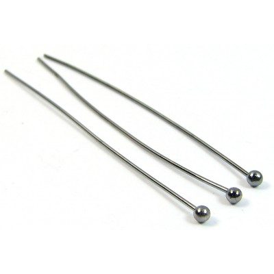 10 Black Plated 50mm Ball Headpins