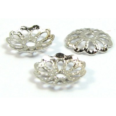 100 Dark Silver Plated 7mm Filigree Bead Caps