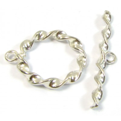 1 Silver Plated Twist Toggle Clasp