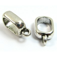 1 Silver Plated Bead Dropper for Oval Cord