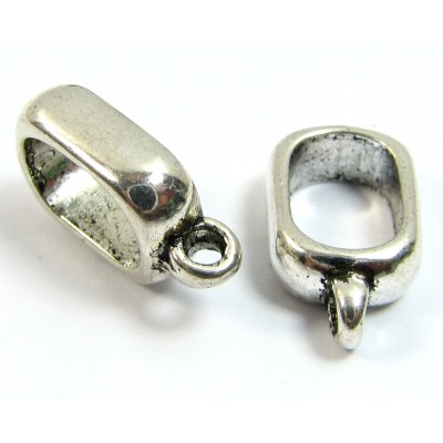 1 Silver Plated Bead Dropper for Oval Cord