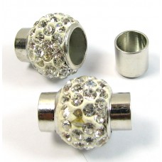 1 Silver Plated Crystal Magnetic Clasp for Round Cord