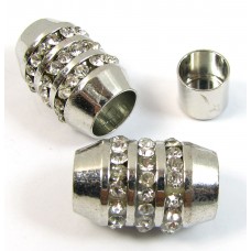 1 Silver Plated Crystal Magnetic Clasp for Round Cord