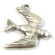 1 Antiqued Silver Plated Bird Charm