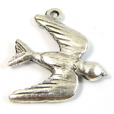 1 Antiqued Silver Plated Bird Charm