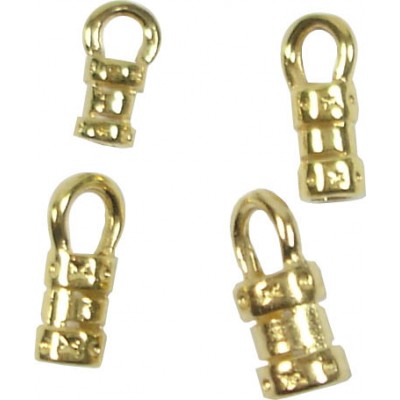 10 Gold Plated Looped Crimp End Caps 3mm