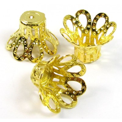 10 Gold Plated 12mm Filigree Beadcaps