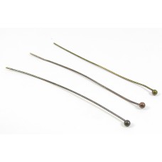 10 Antiqued Dark Copper Plated Ball 50mm Headpins 10 Antiqued Dark Copper Plated Ball 50mm Headpins