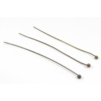 10 Antiqued Dark Copper Plated Ball 50mm Headpins 10 Antiqued Dark Copper Plated Ball 50mm Headpins