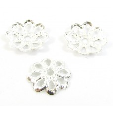 100 Silver Plated Filigree Petal 7mm Bead Caps