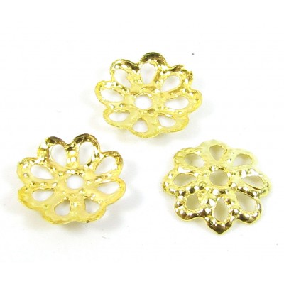 100 Gold Plated Filigree Petal 7mm Bead Caps