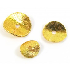 10 Brushed Gold Plated Copper 10mm Wavy Disc Spacers