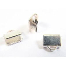 2 Silver Plated Ribbon or Mesh End Grip Clamp