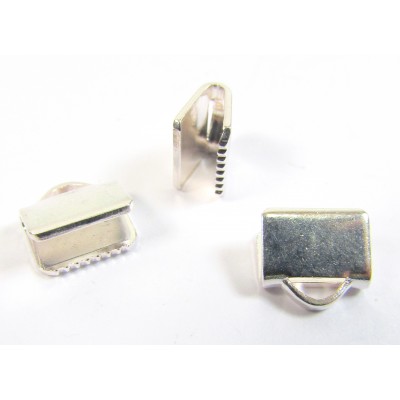 2 Silver Plated Ribbon or Mesh End Grip Clamp