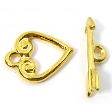 1 Gold Plated Heart and Arrow Toggle Clasp