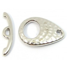 1 Hammered Silver Plated Toggle Clasp