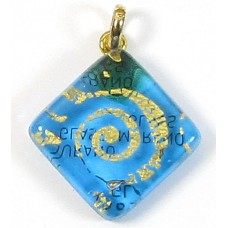 Murano Glass Diamond Pendant Diamond Aqua