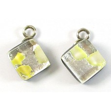 Pair Murano Glass Small Diamond Pendants