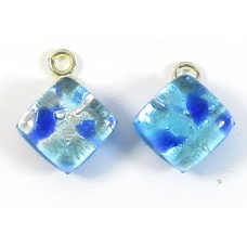 Pair Murano Glass Small Diamond Pendants
