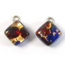Pair Murano Glass Small Diamond Pendants
