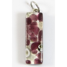 Murano Glass Thin Oblong Pendant - Silver Foiled Purple